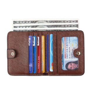 Toughergun Wallet Women Rfid Blocking Small Compact Bifold Wallet Leather Brown